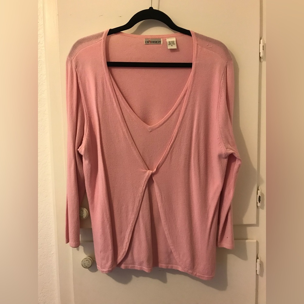 Chic Light Pink V-Neck Blouse